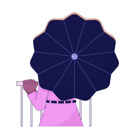 Woman Under Umbrella Flat Line Color Vector Character Covering From Rain Editable Outline Full Body Person On White Simple Cartoon Spot Illustration For Web Graphic Design Illustration