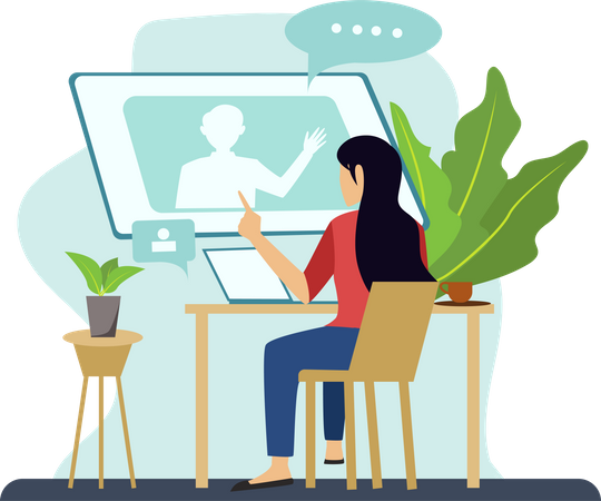 Woman understanding online  Illustration