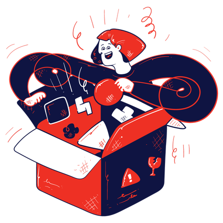 Woman unpacking logistics package  Illustration