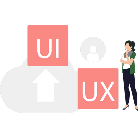 Woman uploading Ui Ux deisgn  Illustration