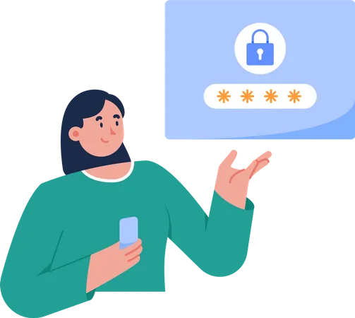 Woman use 2 Factor authentication Illustration