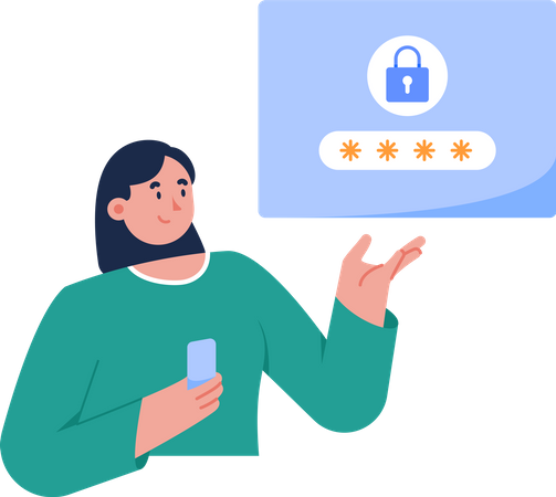 Woman use 2 Factor authentication  Illustration