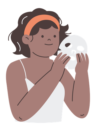 Woman use a set mask  Illustration