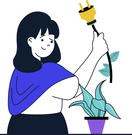 Woman Use Eco Energy  Illustration