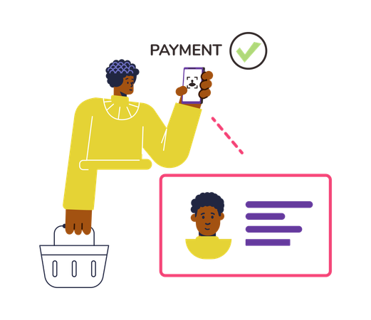 Woman use facial recognition for payment  Illustration