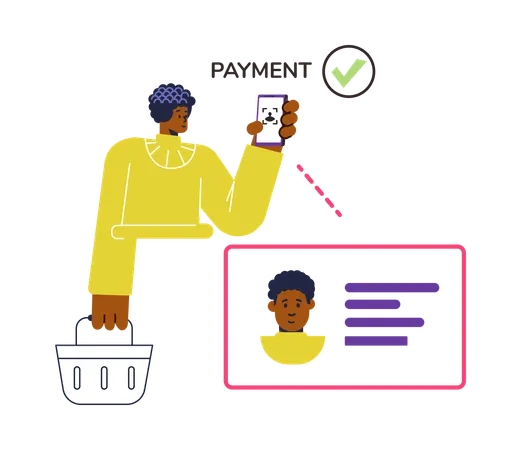 Woman use facial recognition for payment  Illustration