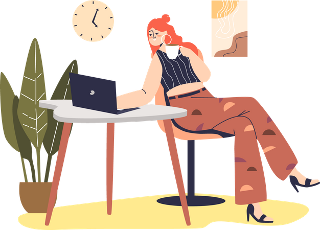 Woman use laptop for communicating in online video conference Illustration