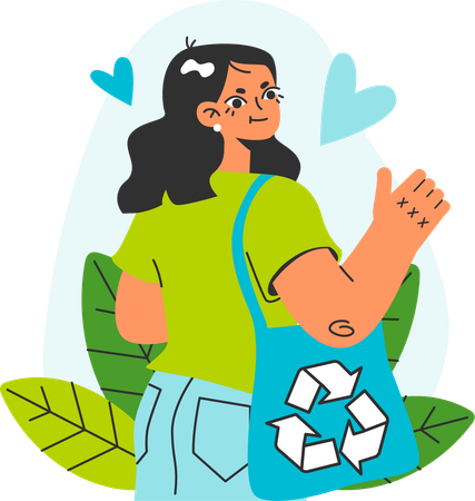 Woman use recycle bag  Illustration