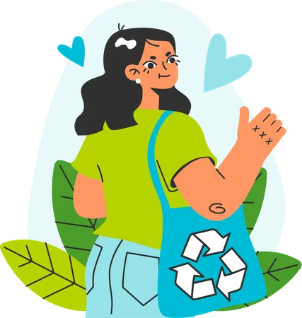 Woman use recycle bag  Illustration