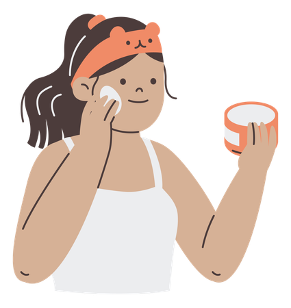 Woman uses cream mask  Illustration