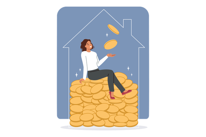 Woman uses REIT investment to accumulate capital  Illustration