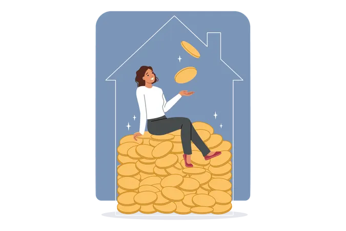 Woman uses REIT investment to accumulate capital  Illustration