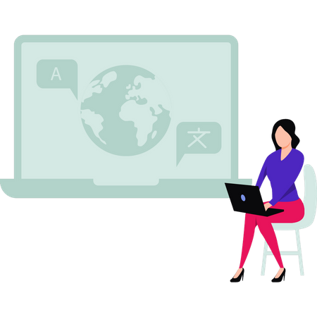 Woman using a laptop  Illustration