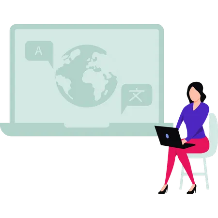 Woman using a laptop  Illustration