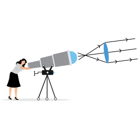 Woman using Advanced Telescope Lens  Illustration