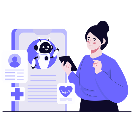 Woman using AI Healthcare App  Illustration