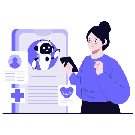 Woman using AI Healthcare App  Illustration