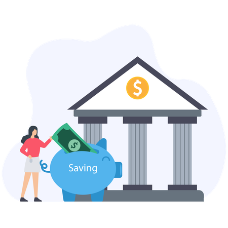 Woman using Bank savings  Illustration