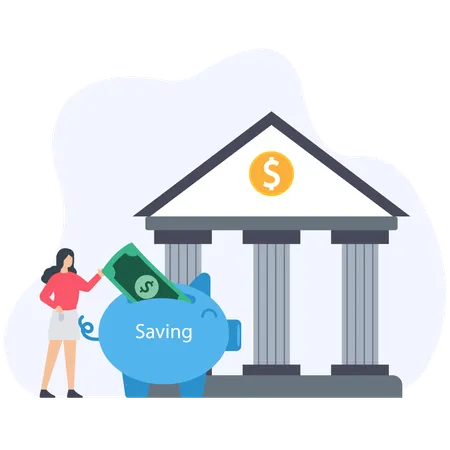 Woman using Bank savings  Illustration