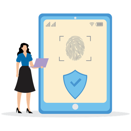 Woman using Biometrics identification  Illustration