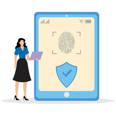 Woman using Biometrics identification  Illustration