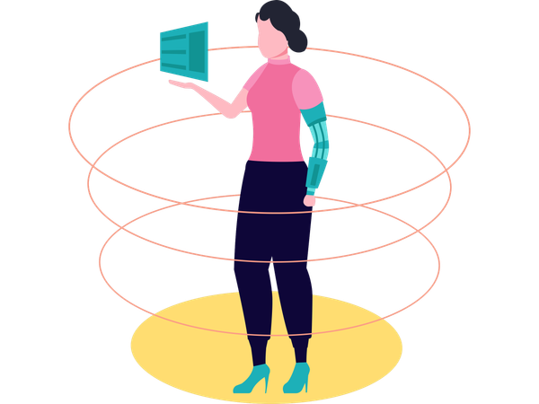 Woman using bionic technology  Illustration