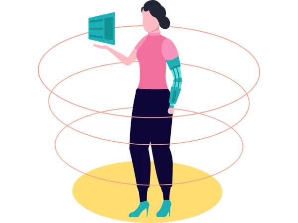 Woman using bionic technology  Illustration