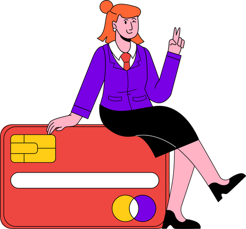 Woman using car payment  Illustration