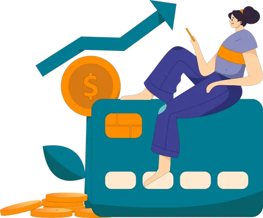 Woman using card payment  Illustration