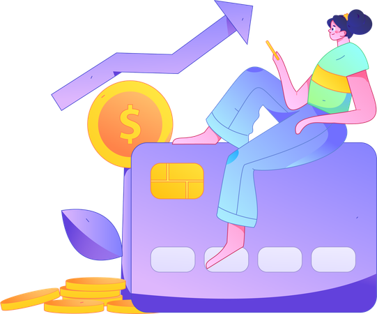 Woman using card payment  Illustration