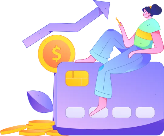 Woman using card payment  Illustration