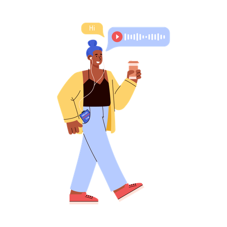 Woman using communication app  Illustration