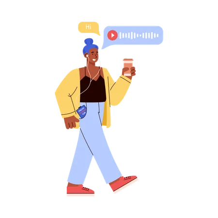 Woman using communication app  Illustration