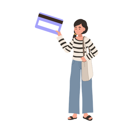 Woman using credit card for easy transactions  Illustration