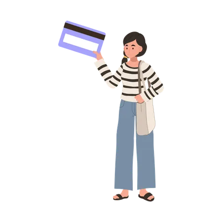 Woman using credit card for easy transactions  Illustration