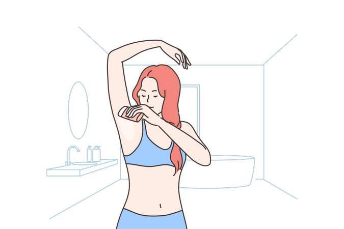Woman using deodorant  Illustration