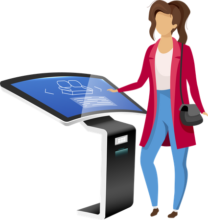 Woman using digital signage board  Illustration