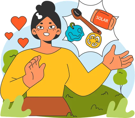 Woman using Eco healthcare products  Illustration