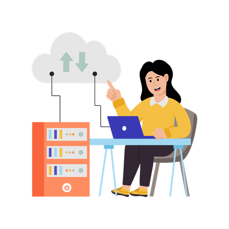 Woman using edge computing  Illustration