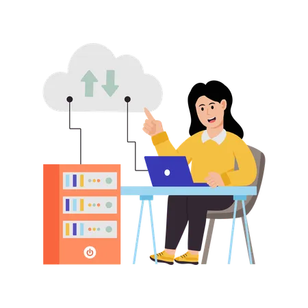 Woman using edge computing  Illustration