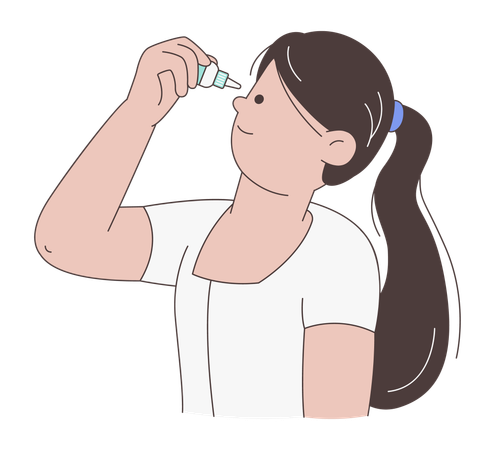 Woman Using Eye Drops  Illustration