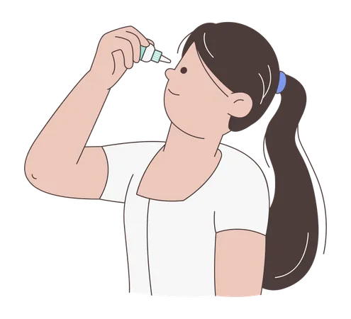 Woman Using Eye Drops  Illustration