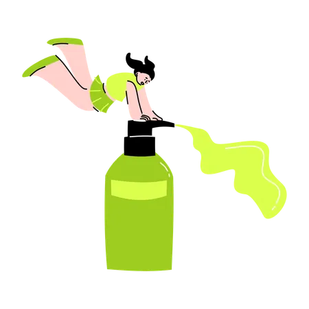 Woman using face lotion  Illustration