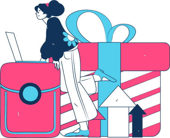 Woman Using Gift Card Wallet  Illustration