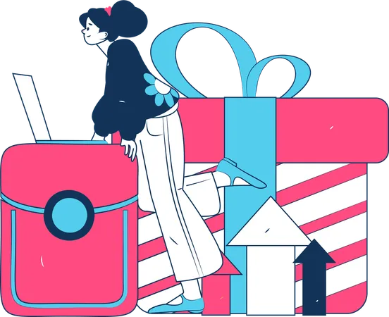 Woman Using Gift Card Wallet  Illustration