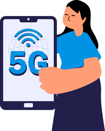 Woman Using Global 5G Connectivity  Illustration