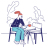 sitting table illustration