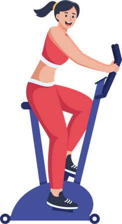 Woman using gym cycle  Illustration