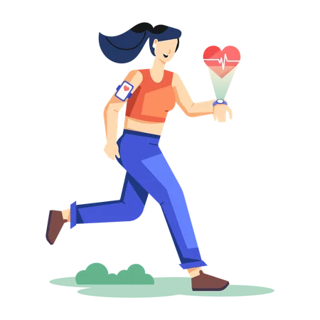 Woman Using Health Tracker  Illustration