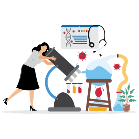 Woman using High-Tech Laboratory  Illustration